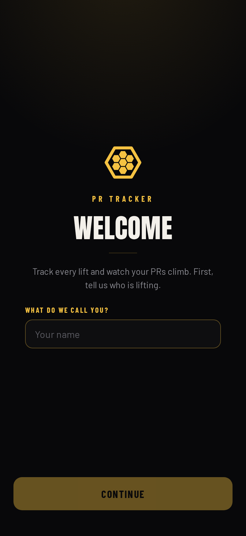 PRTracker welcome screen